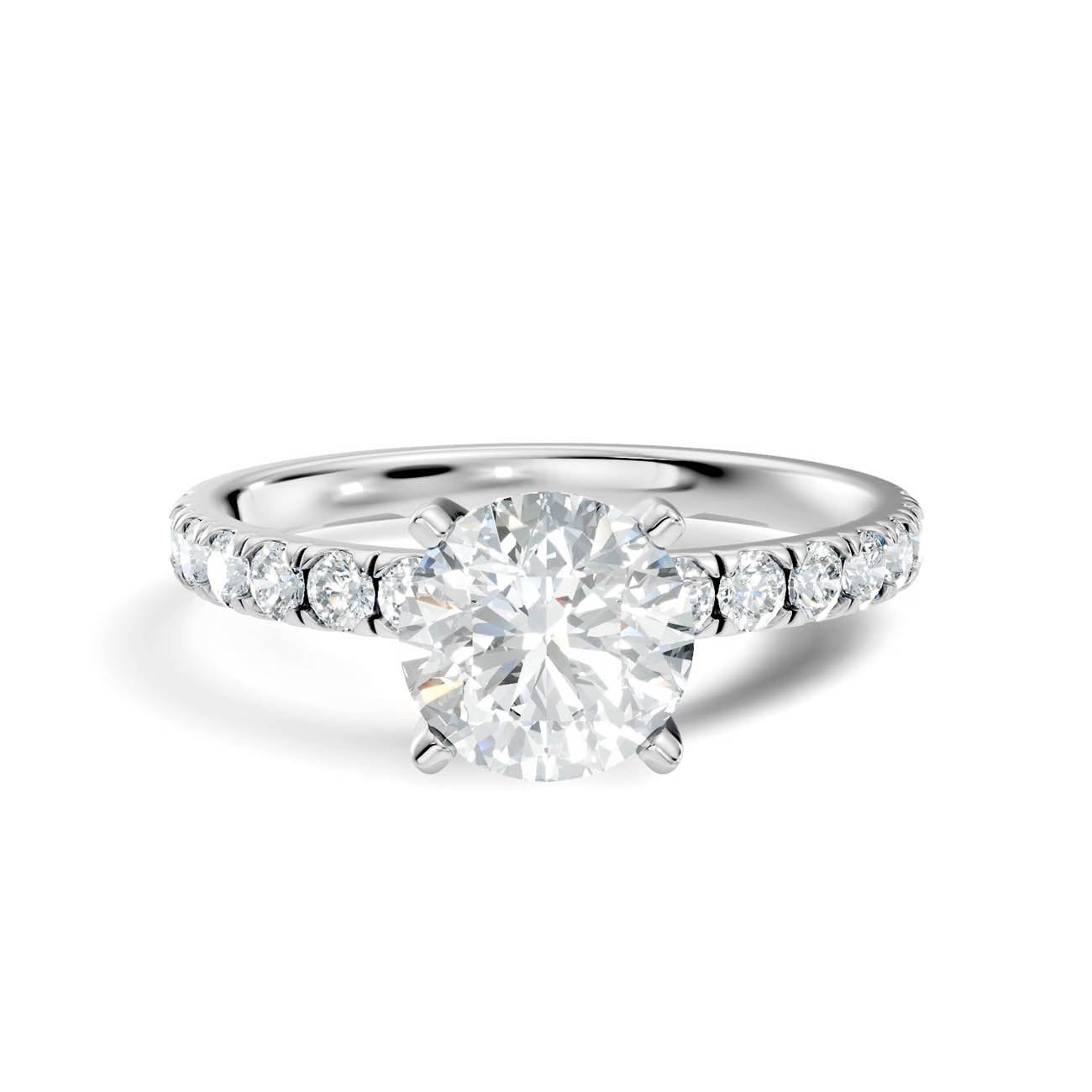 1.36 Ct. Round Brilliant Diamond Pavé Engagement Ring (19-a) 10
