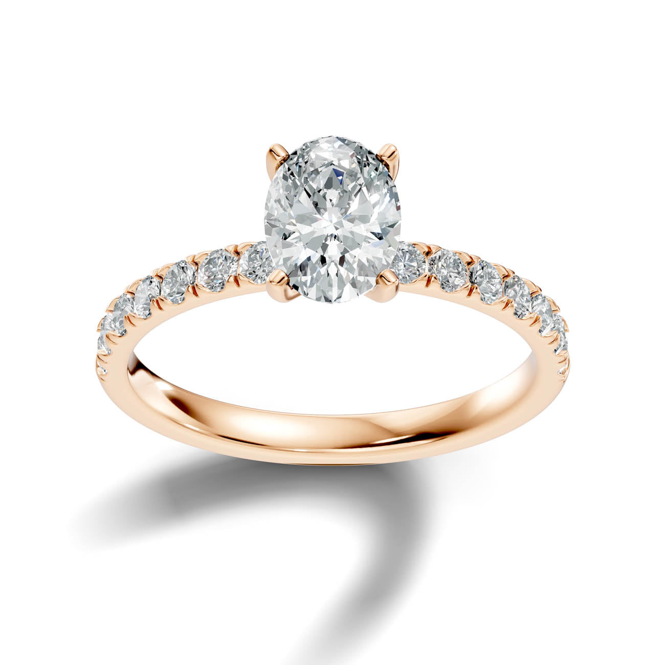 1.36 Ct. Oval Cut Diamond Pavé Engagement Ring (19-b) 7