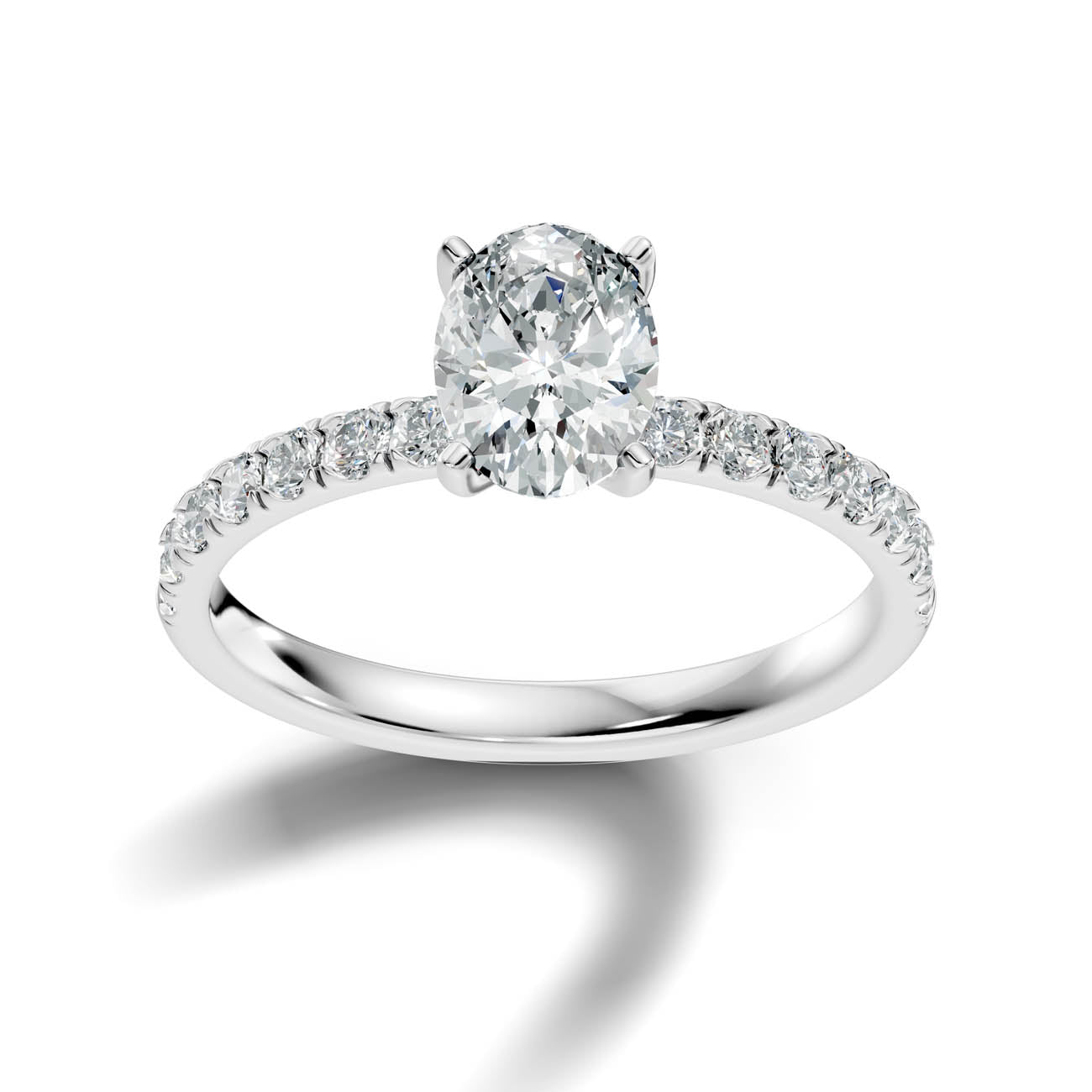 1.36 Ct. Oval Cut Diamond Pavé Engagement Ring (19-b)