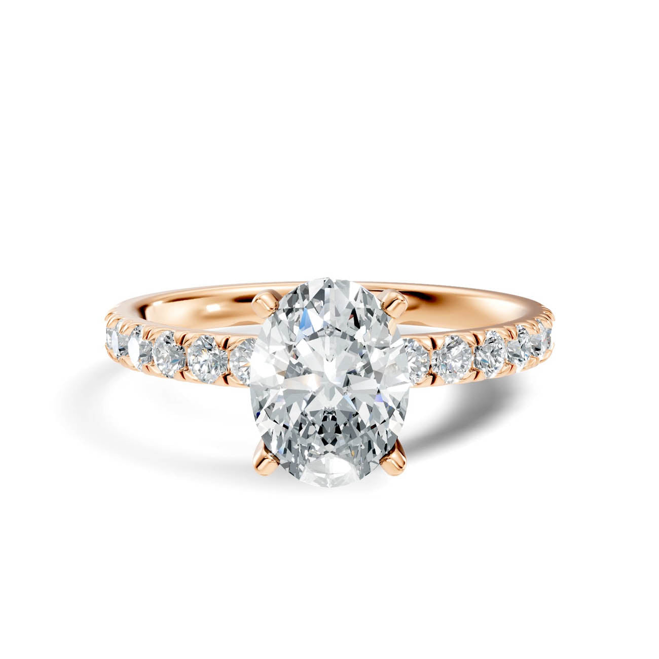 1.36 Ct. Oval Cut Diamond Pavé Engagement Ring (19-b) 6