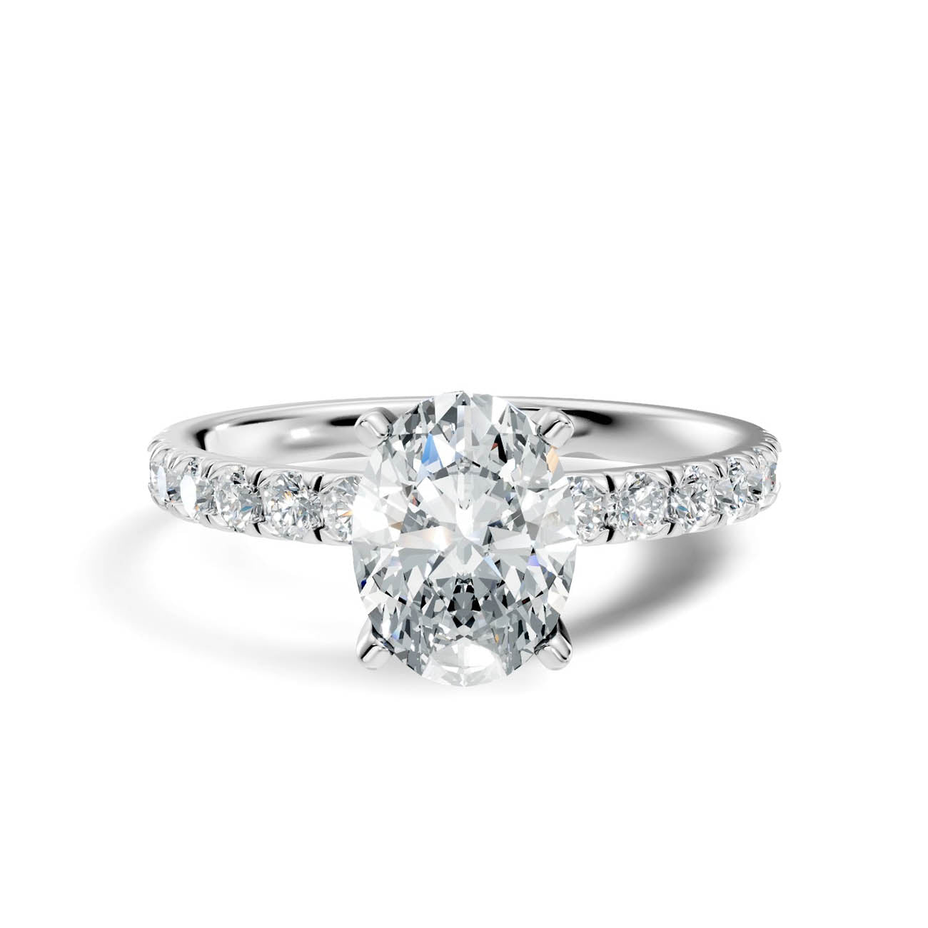 1.36 Ct. Oval Cut Diamond Pavé Engagement Ring (19-b) 10