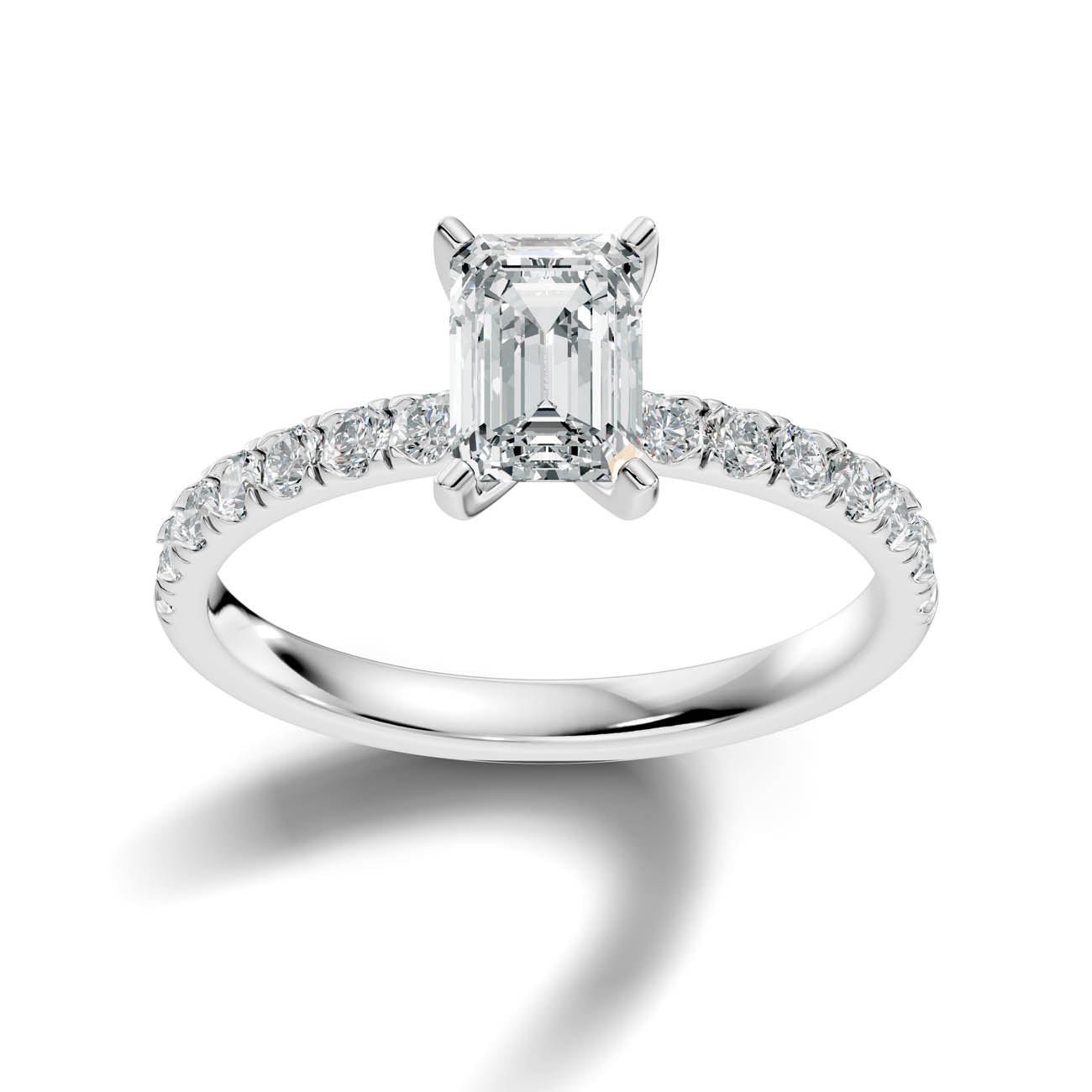 1.35 Ct. Emerald Cut Diamond Pavé Engagement Ring (19-c)