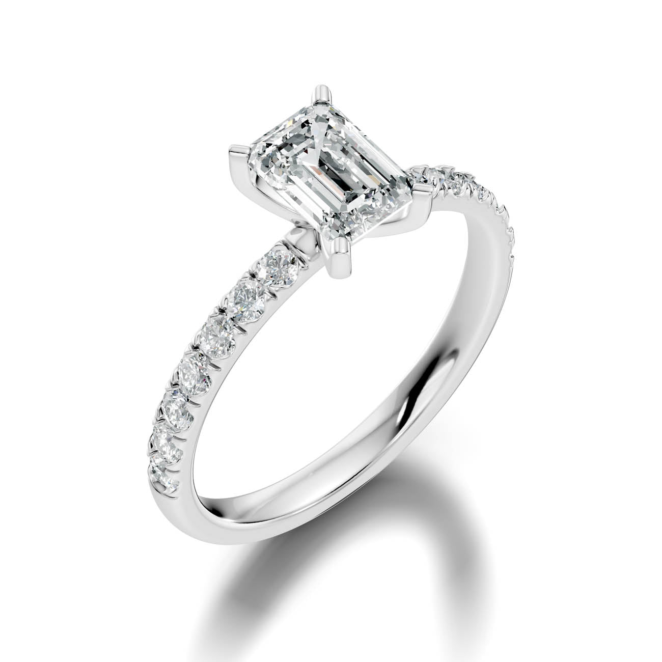 1.35 Ct. Emerald Cut Diamond Pavé Engagement Ring (19-c) 13