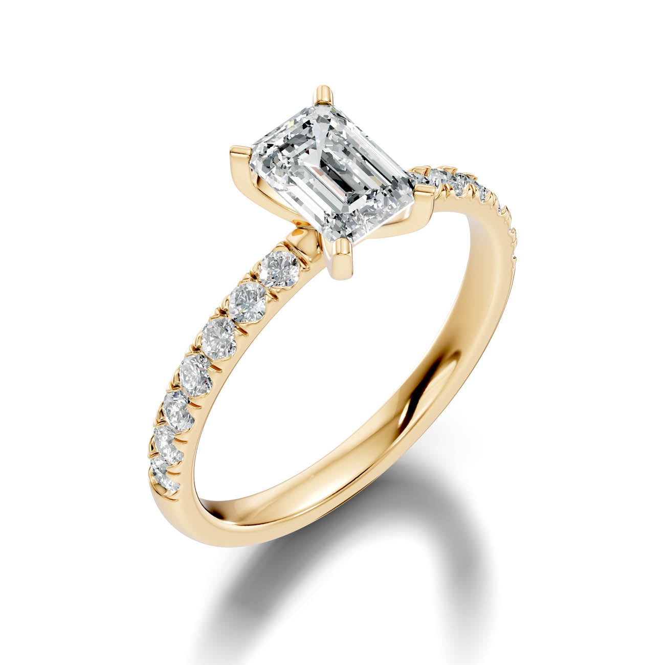 1.35 Ct. Emerald Cut Diamond Pavé Engagement Ring (19-c)