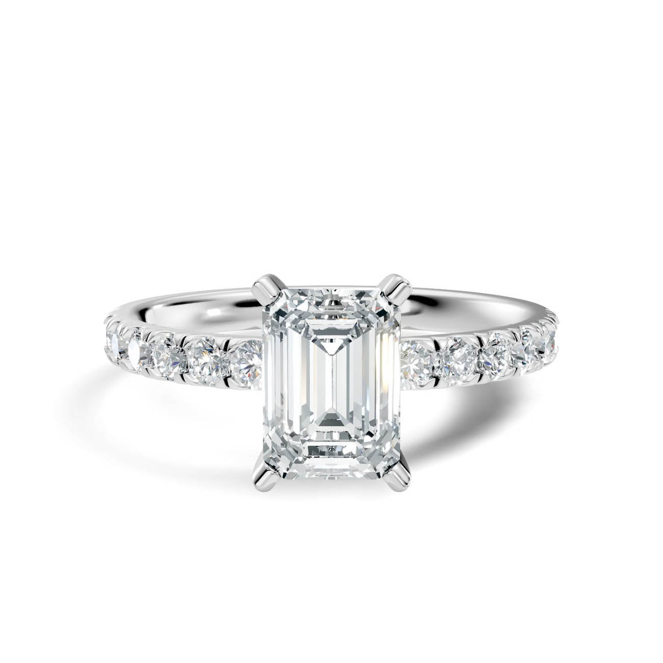 1.35 Ct. Emerald Cut Diamond Pavé Engagement Ring (19-c) 10