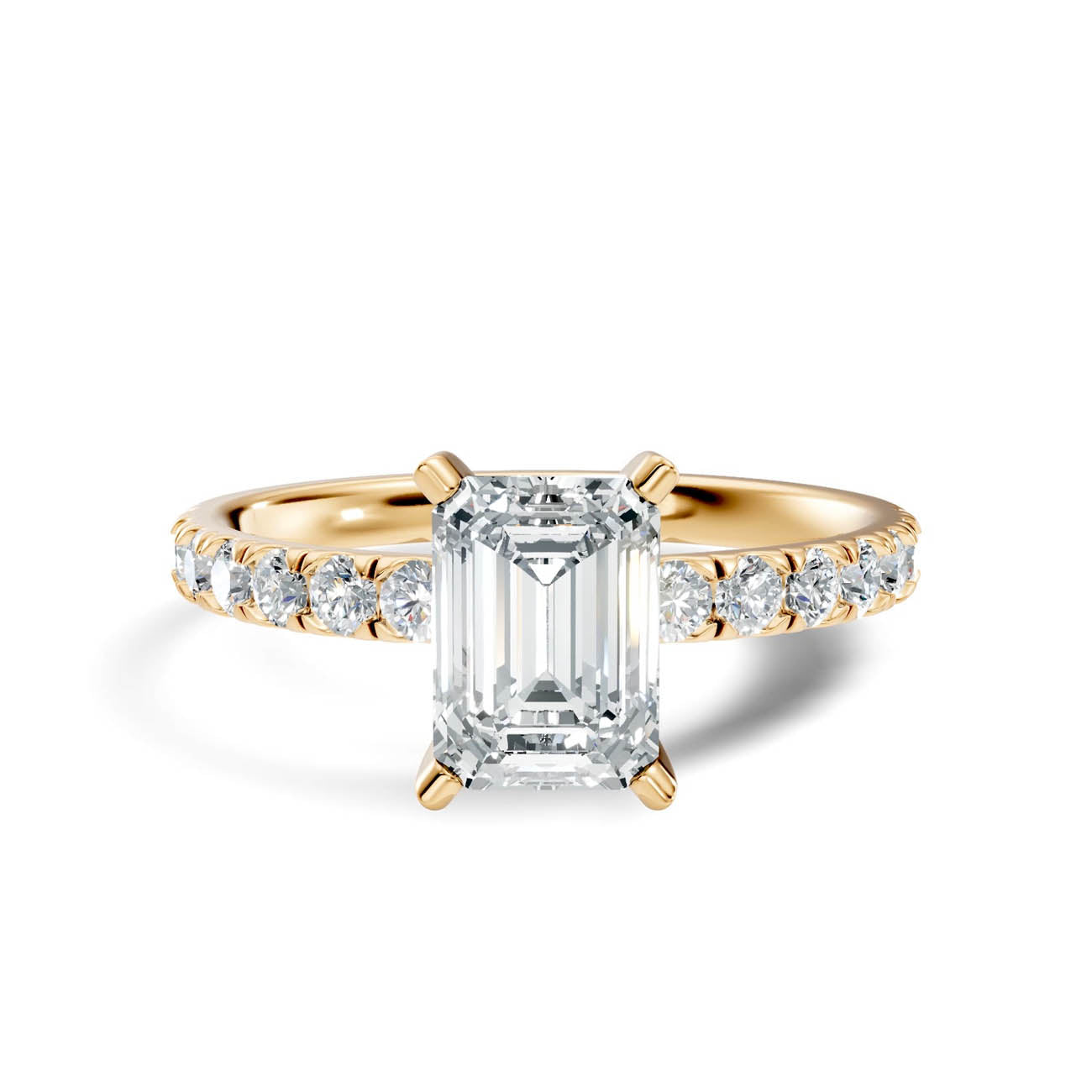 1.35 Ct. Emerald Cut Diamond Pavé Engagement Ring (19-c) 3