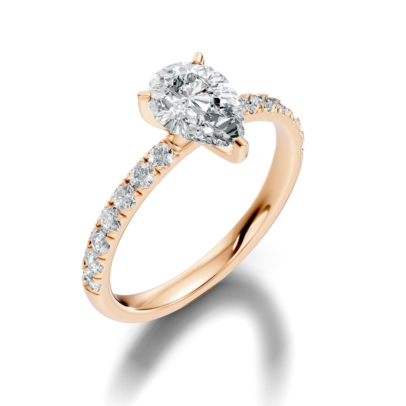 1.36 Ct. Classic Pear Diamond Ring with Pavé Band Setting (19-d) 9