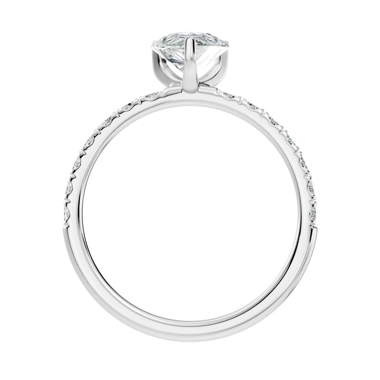 1.36 Ct. Classic Pear Diamond Ring with Pavé Band Setting (19-d) 11