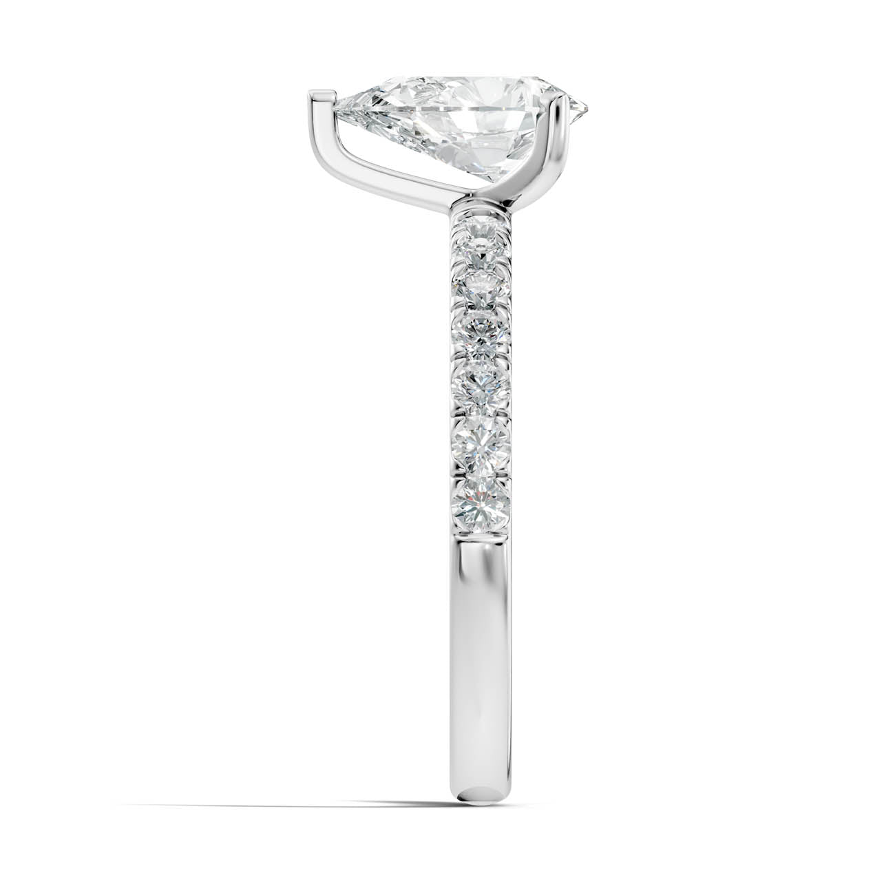 1.36 Ct. Classic Pear Diamond Ring with Pavé Band Setting (19-d) 12