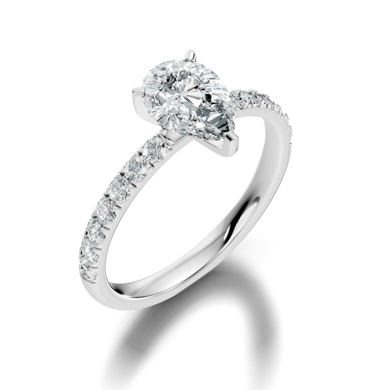 1.36 Ct. Classic Pear Diamond Ring with Pavé Band Setting (19-d) 13