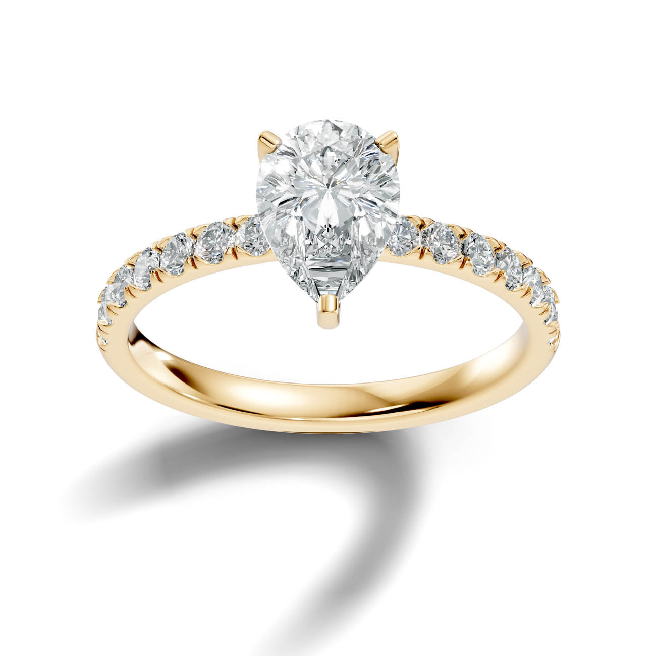 1.36 Ct. Classic Pear Diamond Ring with Pavé Band Setting (19-d) 4