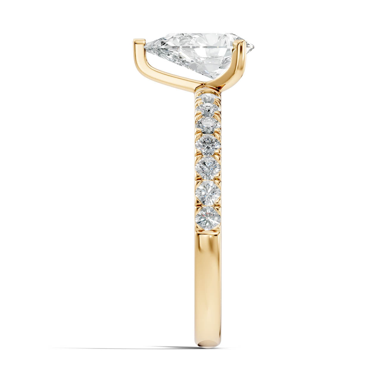 1.36 Ct. Classic Pear Diamond Ring with Pavé Band Setting (19-d) 15