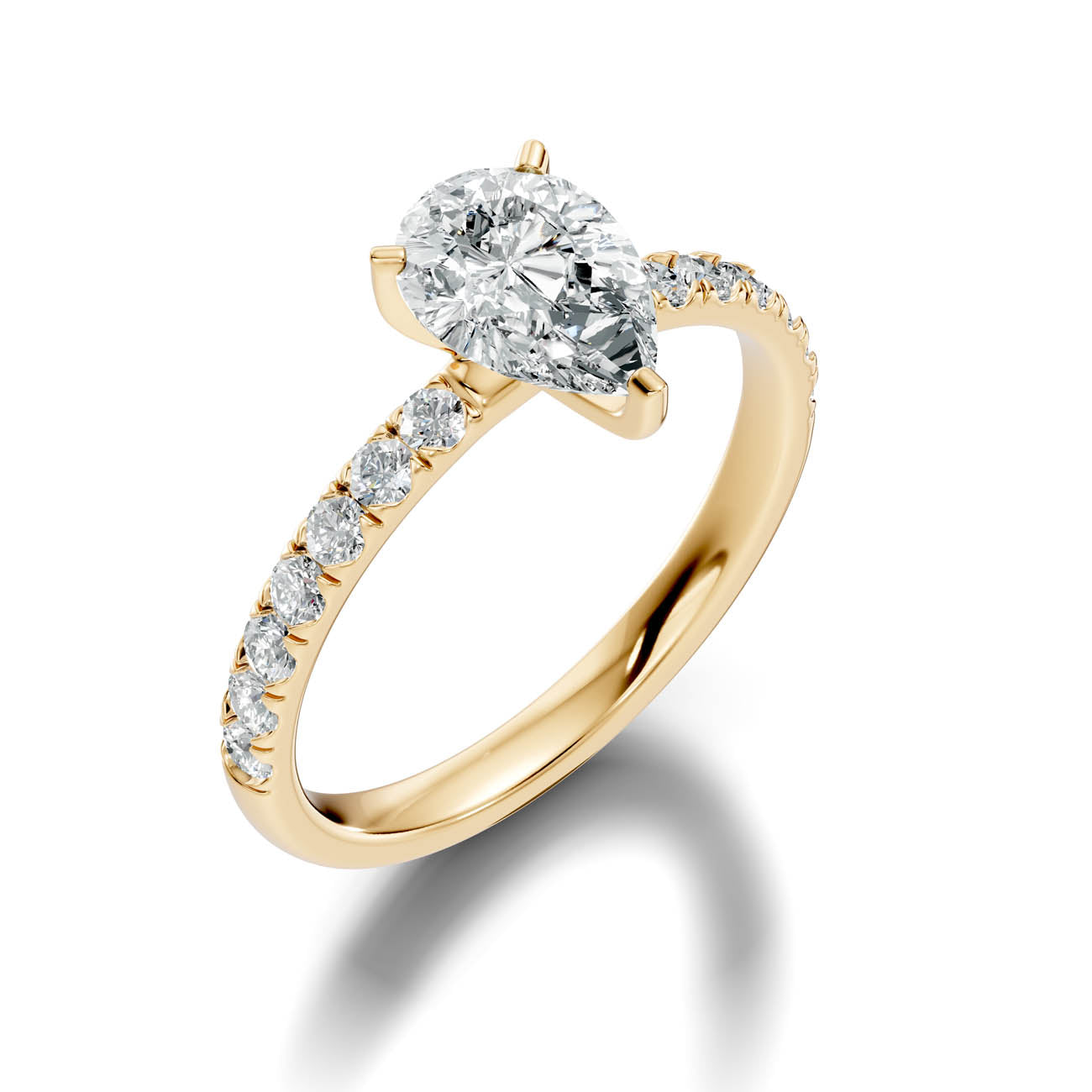 1.36 Ct. Classic Pear Diamond Ring with Pavé Band Setting (19-d)