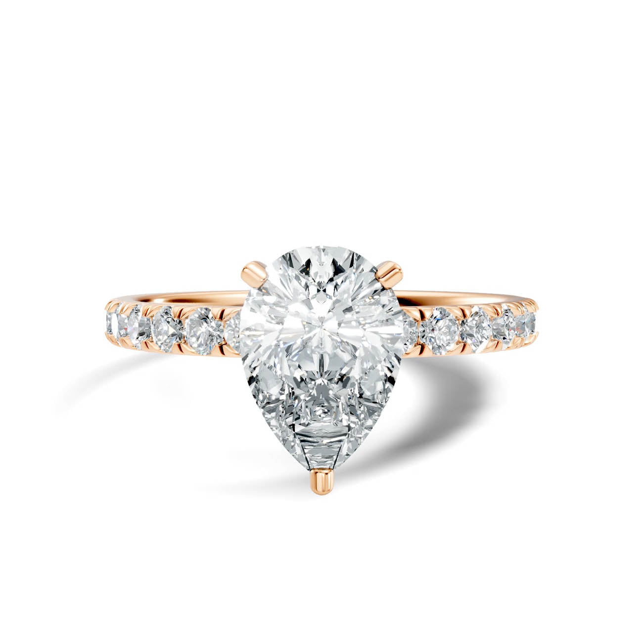 1.36 Ct. Classic Pear Diamond Ring with Pavé Band Setting (19-d) 6