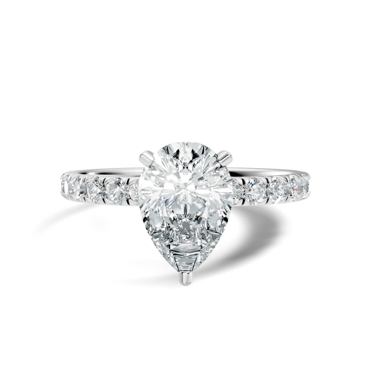 1.36 Ct. Classic Pear Diamond Ring with Pavé Band Setting (19-d) 10