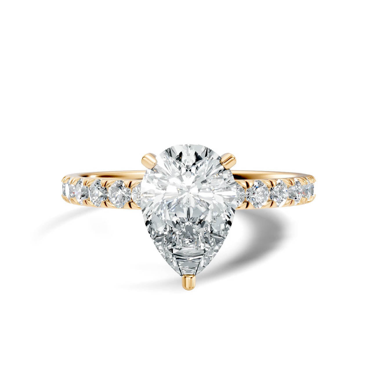 1.36 Ct. Classic Pear Diamond Ring with Pavé Band Setting (19-d) 3