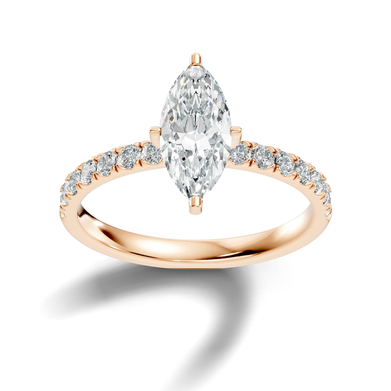 1.36 Ct. Marquise Cut Diamond Pavé Engagement Ring (19-g) 7
