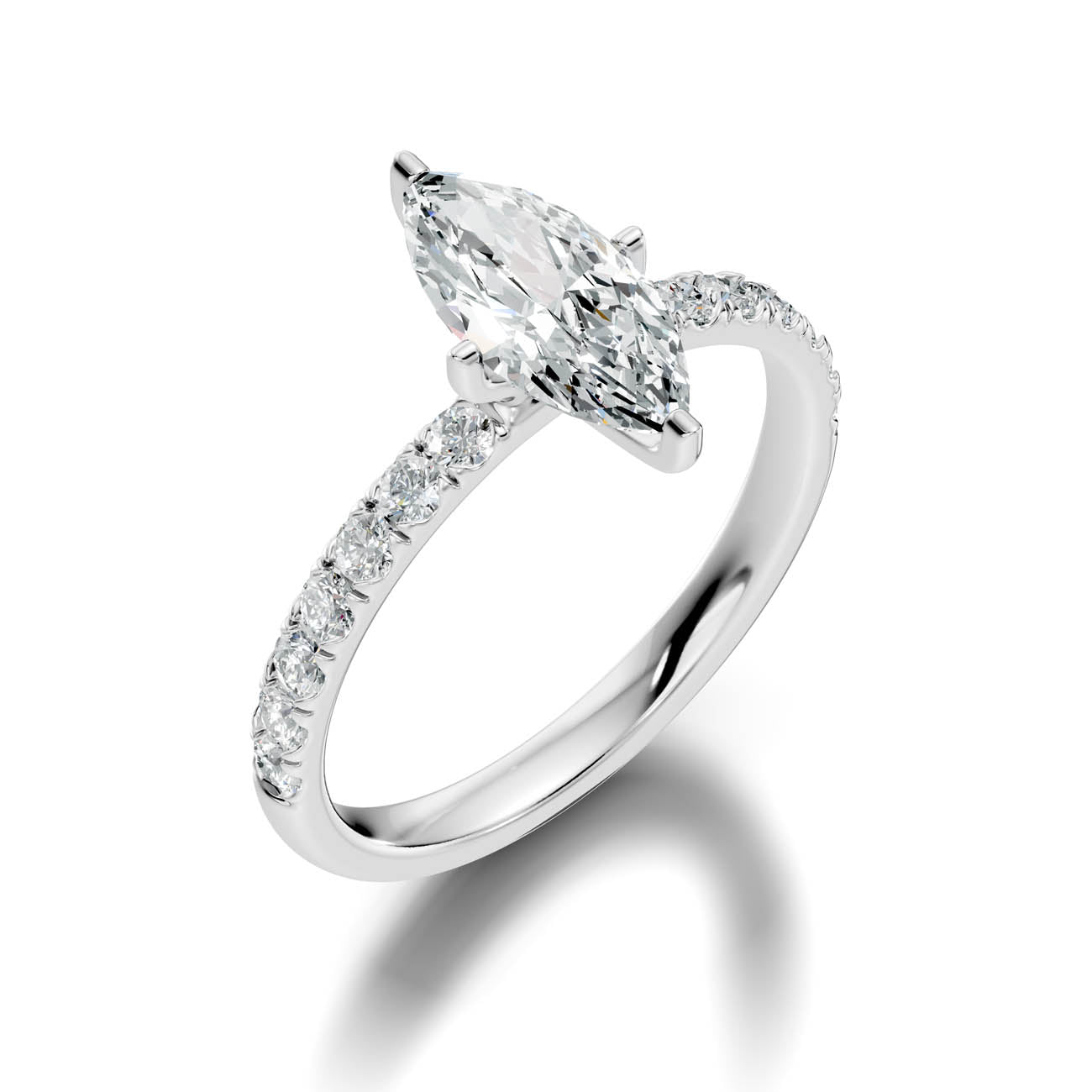 1.36 Ct. Marquise Cut Diamond Pavé Engagement Ring (19-g) 13