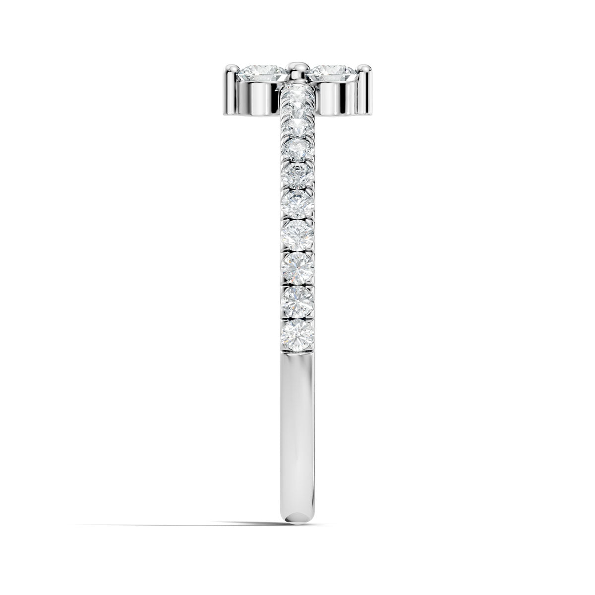 .33 Ct. Round Diamond Two-Stone Ring with Pavé Band (ja5-a) 11