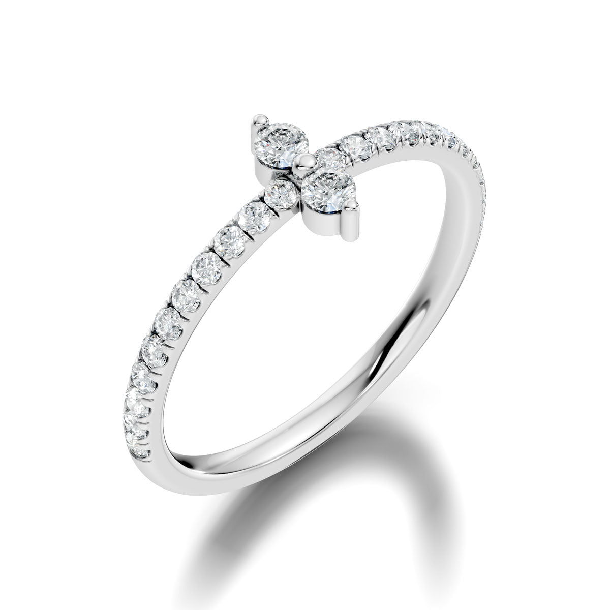 .33 Ct. Round Diamond Two-Stone Ring with Pavé Band (ja5-a) 12