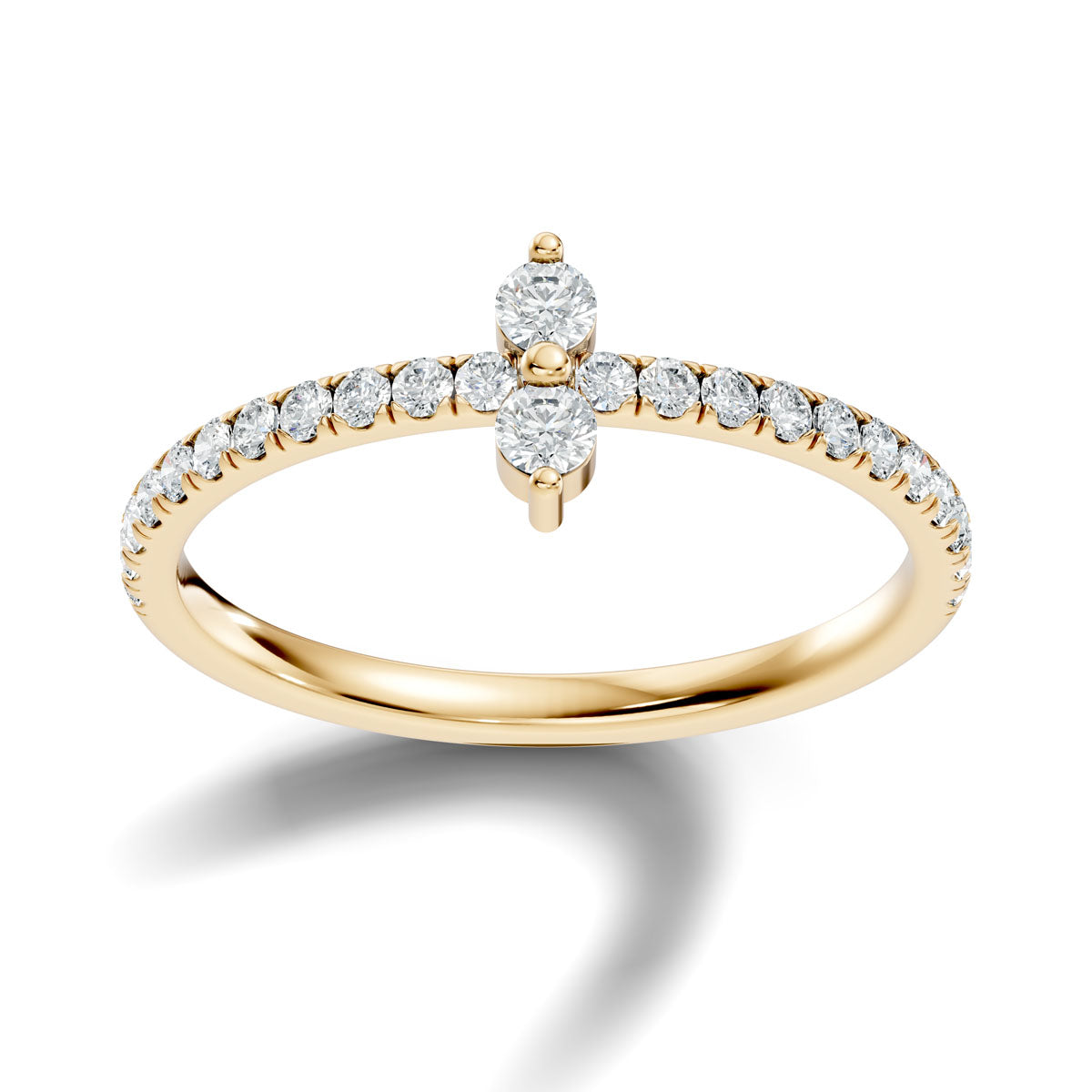 .33 Ct. Round Diamond Two-Stone Ring with Pavé Band (ja5-a) 3