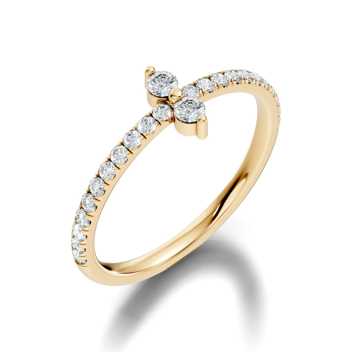 .33 Ct. Round Diamond Two-Stone Ring with Pavé Band (ja5-a)