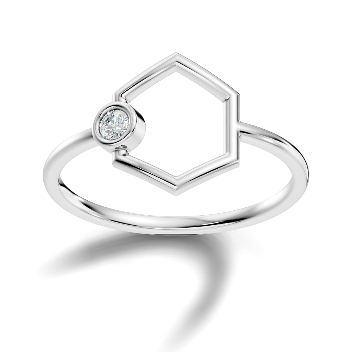 .05 Ct. Geometric Hexagon Diamond Ring with Bezel-Set Accent (ja2-c)