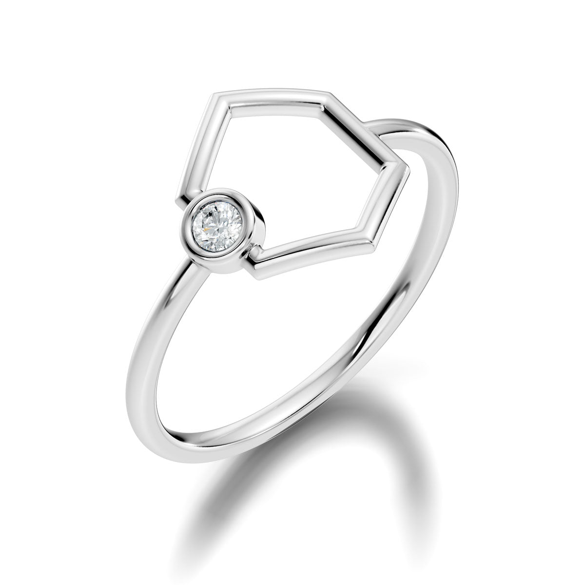 .05 Ct. Geometric Hexagon Diamond Ring with Bezel-Set Accent (ja2-c) 9