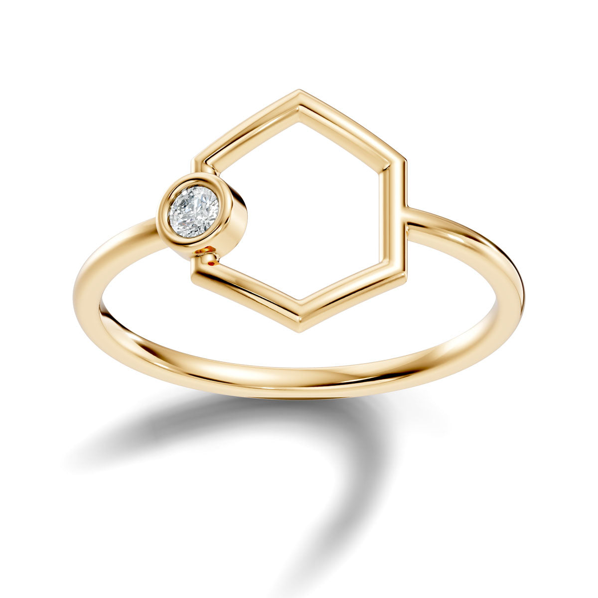 .05 Ct. Geometric Hexagon Diamond Ring with Bezel-Set Accent (ja2-c) 11