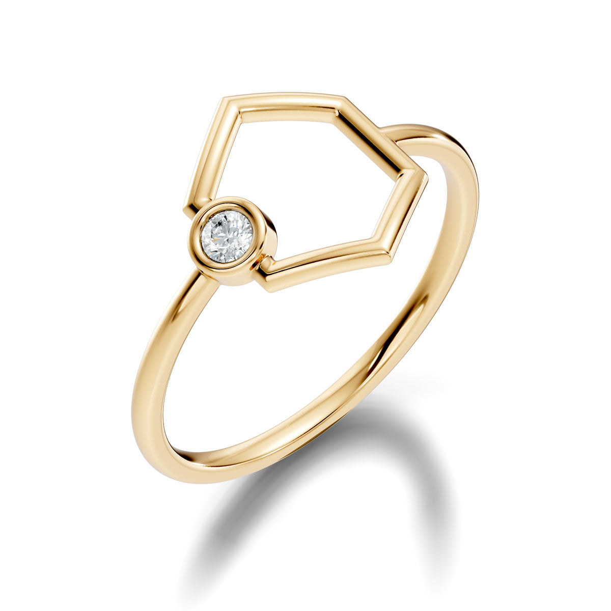 .05 Ct. Geometric Hexagon Diamond Ring with Bezel-Set Accent (ja2-c)
