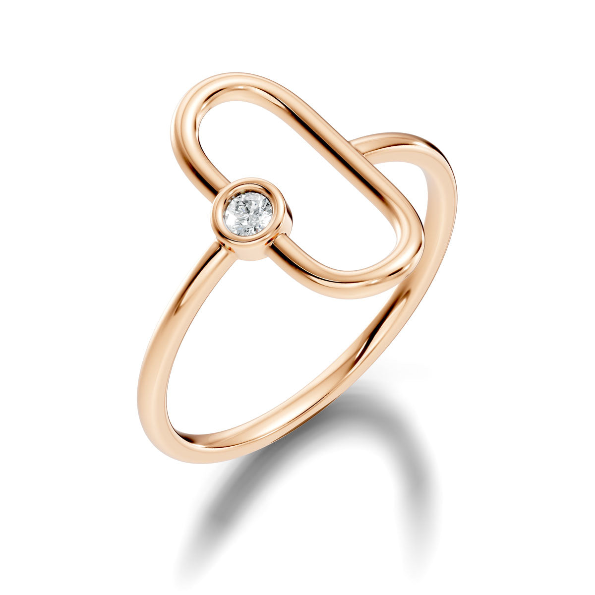 .05 Ct. Modern Oval Link Diamond Ring with Bezel-Set Accent (ja2-b) 6