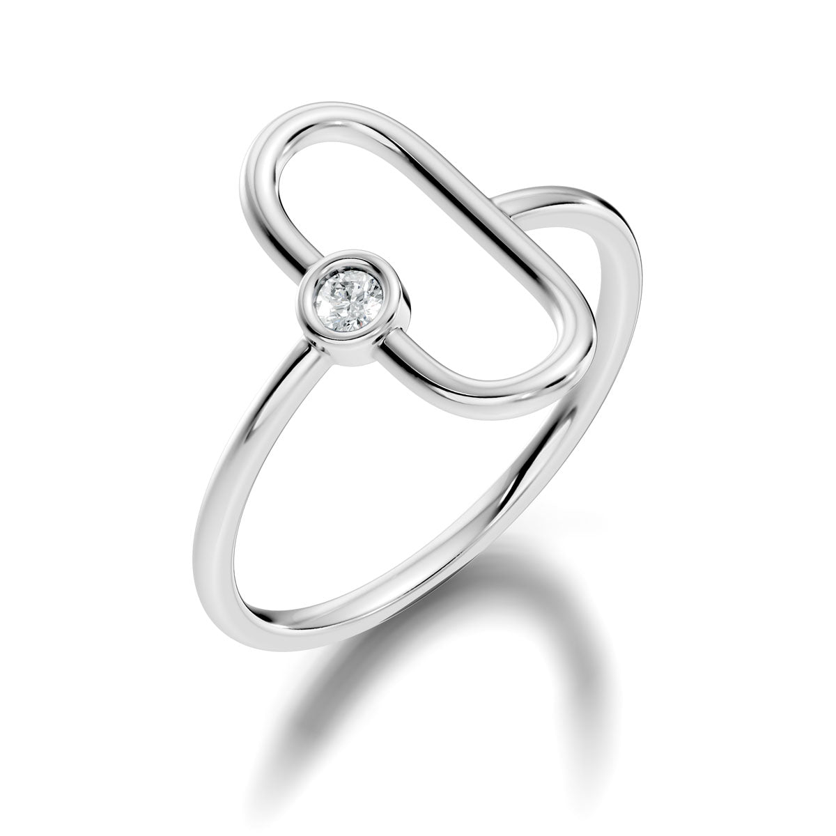 .05 Ct. Modern Oval Link Diamond Ring with Bezel-Set Accent (ja2-b) 9