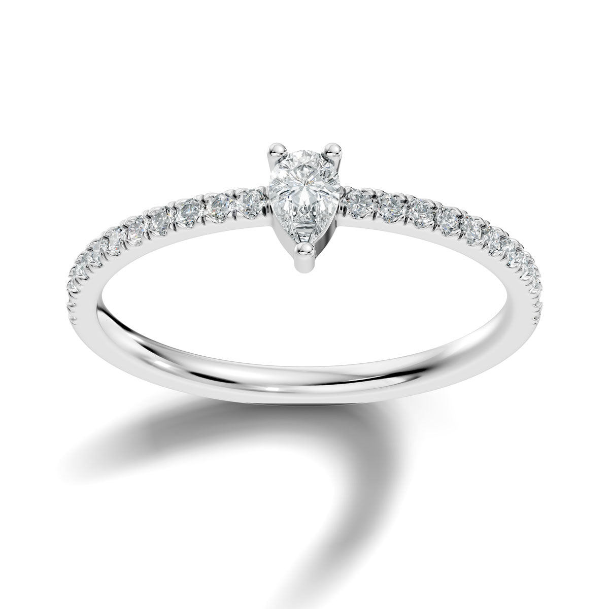 .25 Ct. Pear Diamond Engagement Ring with Pavé Band (ja7-f)