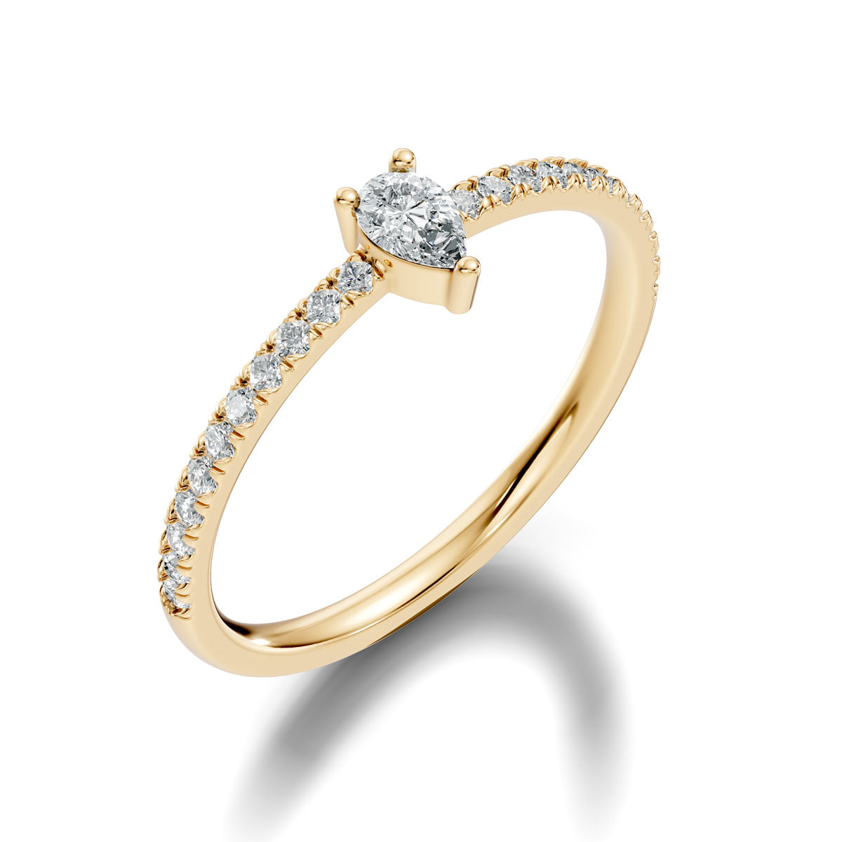 .25 Ct. Pear Diamond Engagement Ring with Pavé Band (ja7-f)