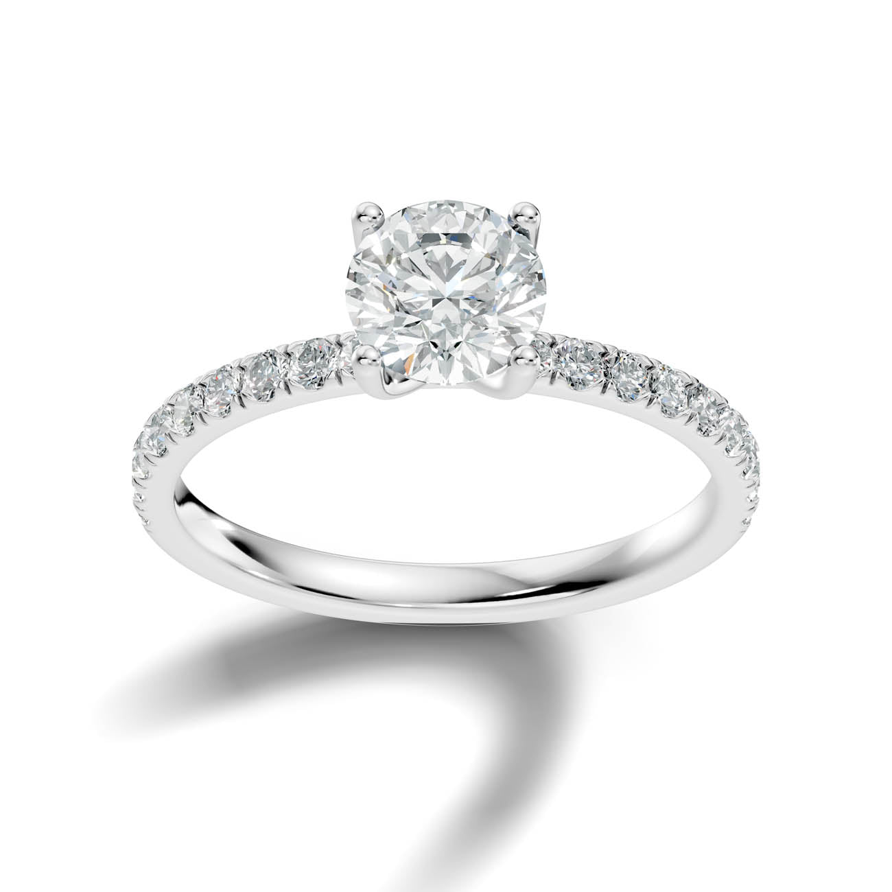 .50-1.50 Ct. Round Diamond Engagement Ring with Pavé Band (ja11-a)