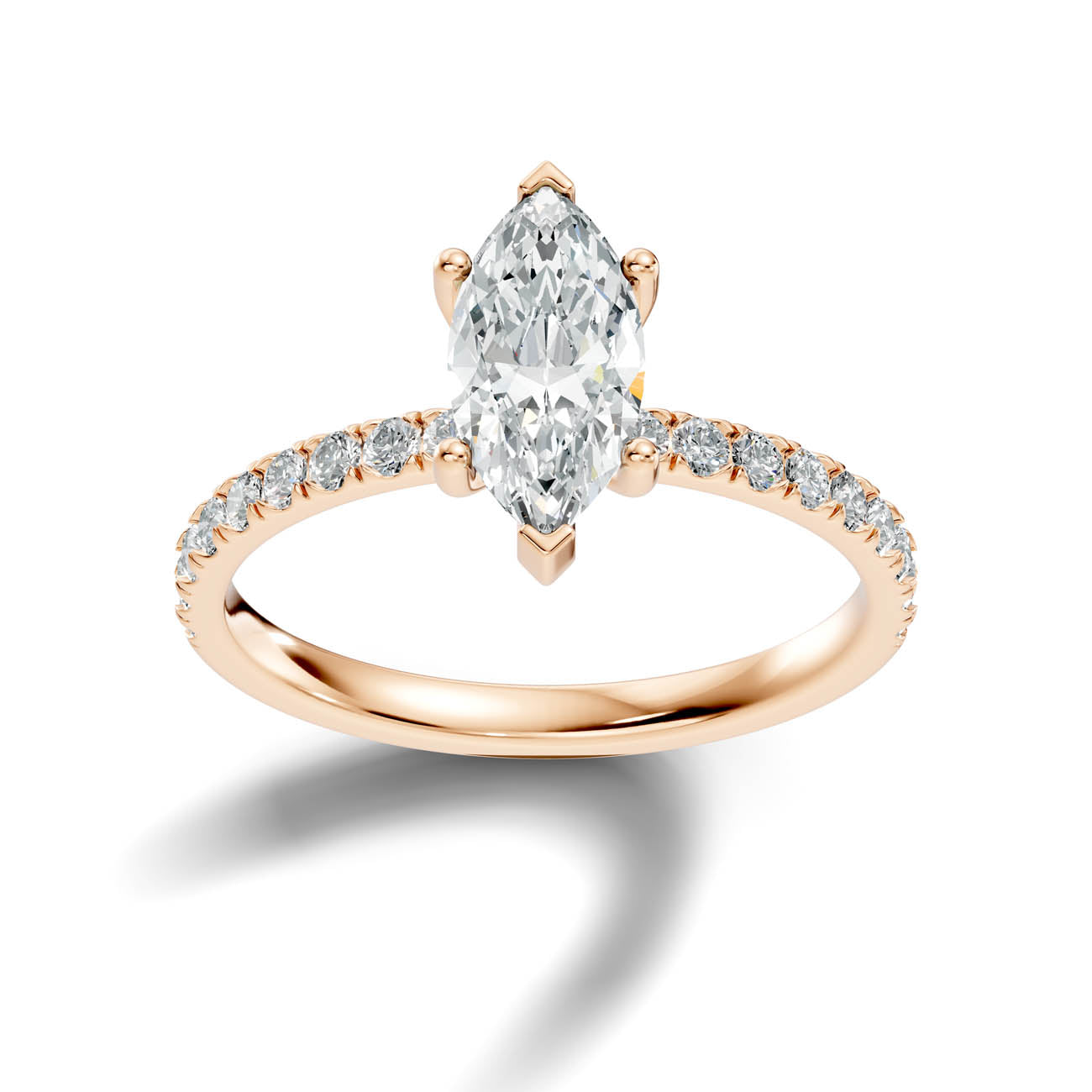 .50-1.50 Ct. Marquise Diamond Engagement Ring with Pavé Band (ja11-c) 7