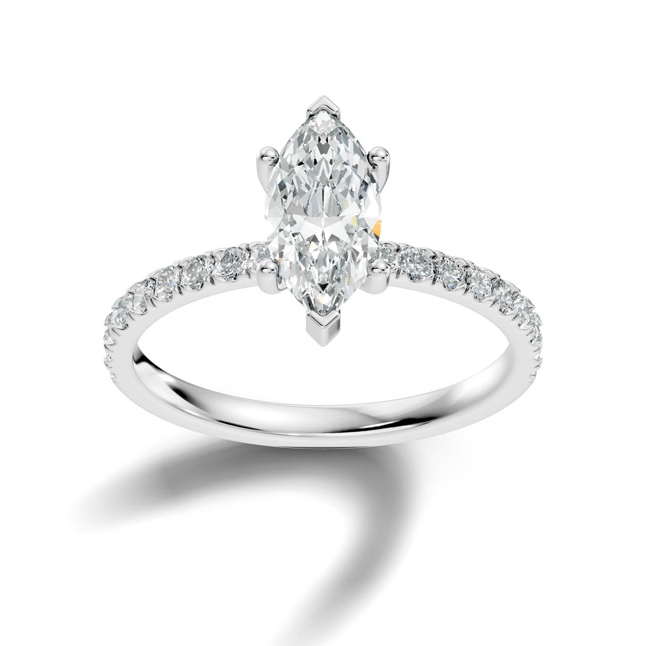 .50-1.50 Ct. Marquise Diamond Engagement Ring with Pavé Band (ja11-c)