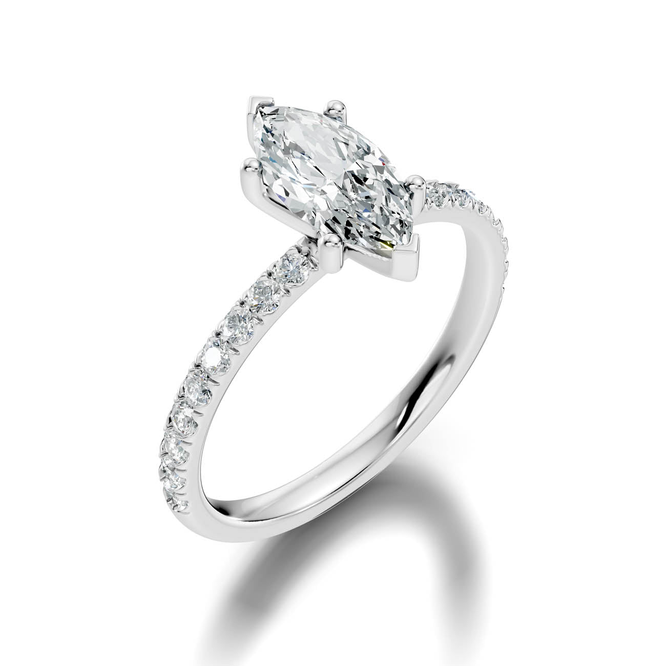 .50-1.50 Ct. Marquise Diamond Engagement Ring with Pavé Band (ja11-c) 13