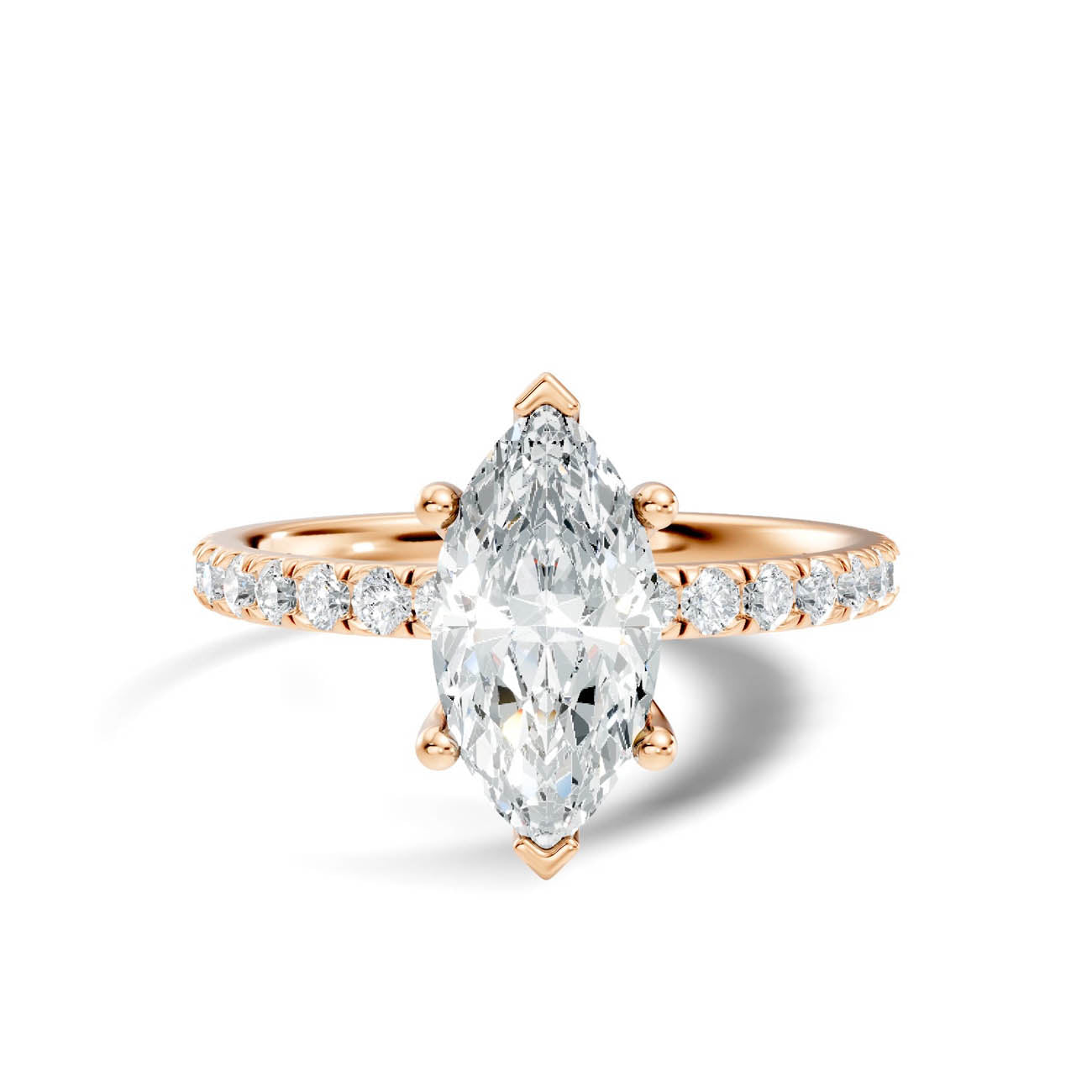 .50-1.50 Ct. Marquise Diamond Engagement Ring with Pavé Band (ja11-c) 6