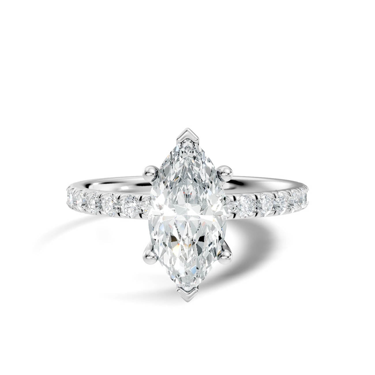 .50-1.50 Ct. Marquise Diamond Engagement Ring with Pavé Band (ja11-c) 10