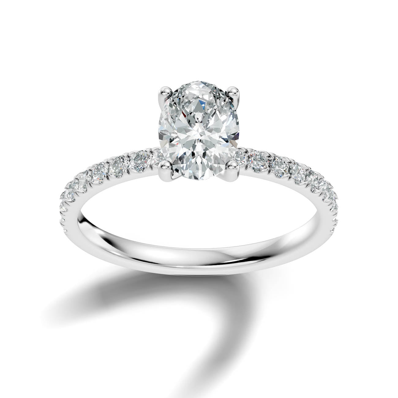 .50-1.50 Ct. Oval Diamond Engagement Ring with Pavé Band (ja11-d)