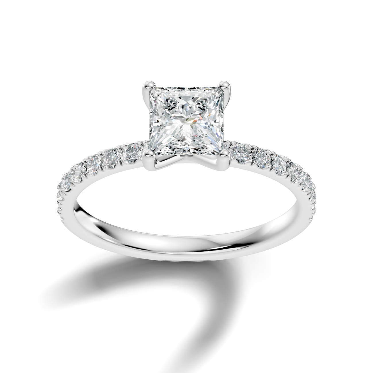 .50-1.50 Ct. Princess Cut Diamond Ring with Pavé Accent Band (ja11-f)