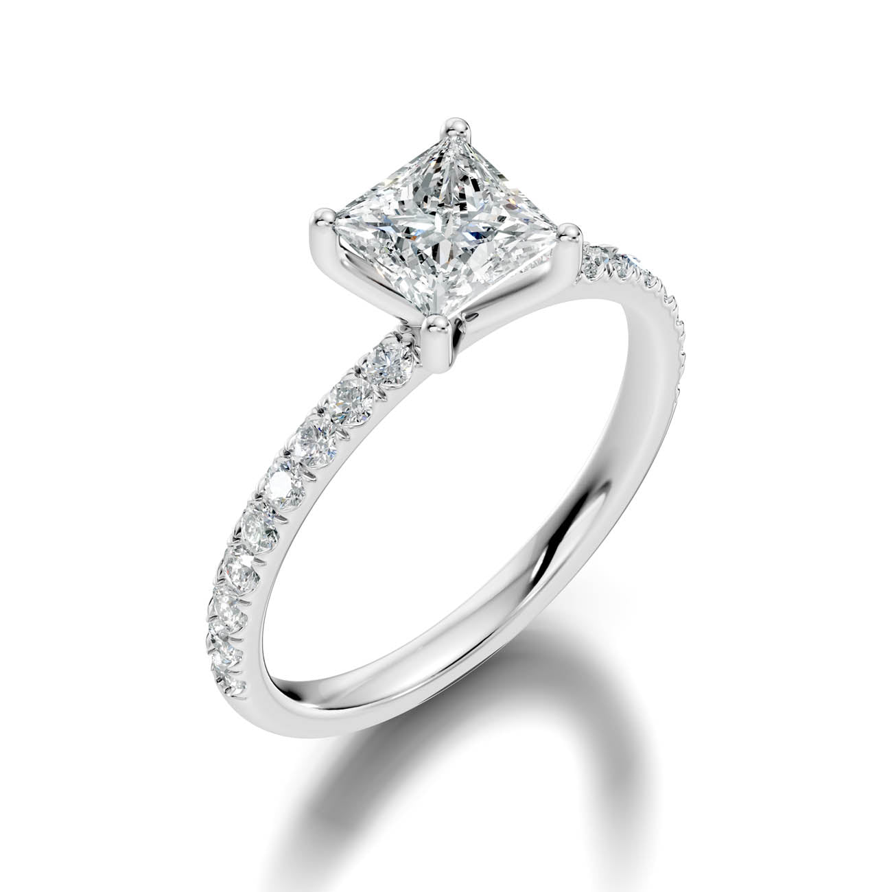 .50-1.50 Ct. Princess Cut Diamond Ring with Pavé Accent Band (ja11-f) 13