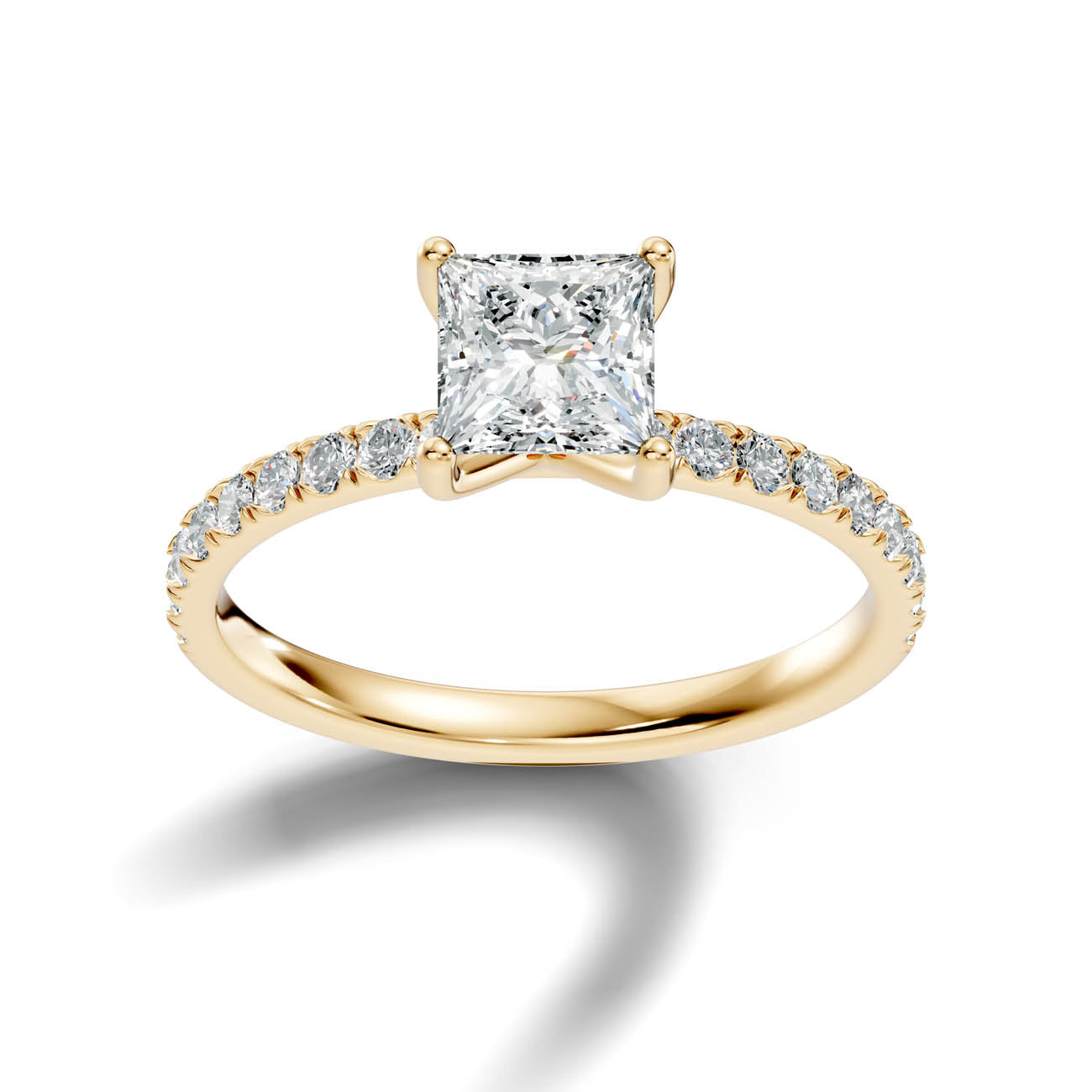 .50-1.50 Ct. Princess Cut Diamond Ring with Pavé Accent Band (ja11-f) 4