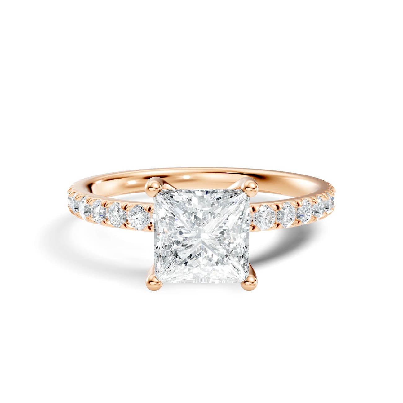 .50-1.50 Ct. Princess Cut Diamond Ring with Pavé Accent Band (ja11-f) 6