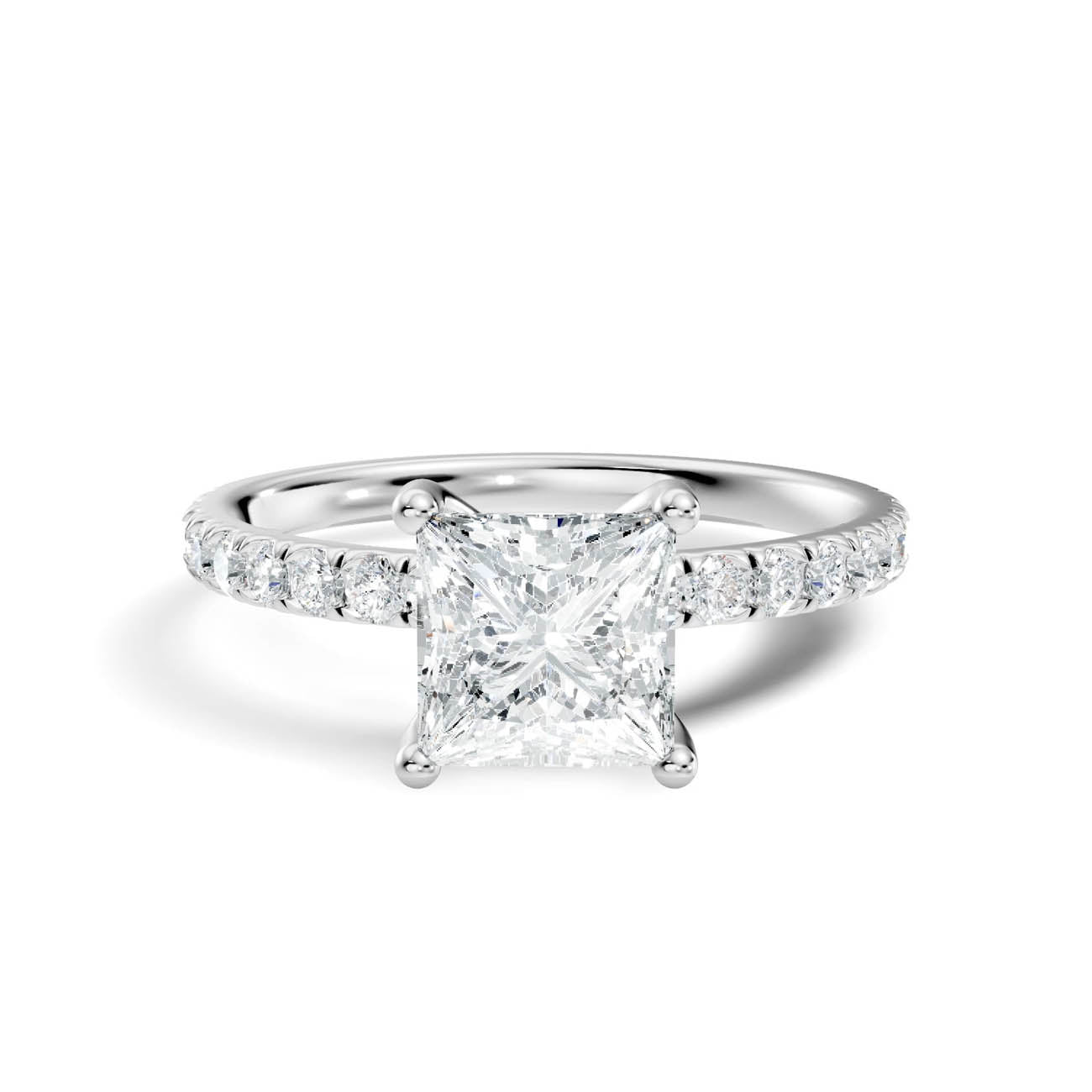 .50-1.50 Ct. Princess Cut Diamond Ring with Pavé Accent Band (ja11-f) 10