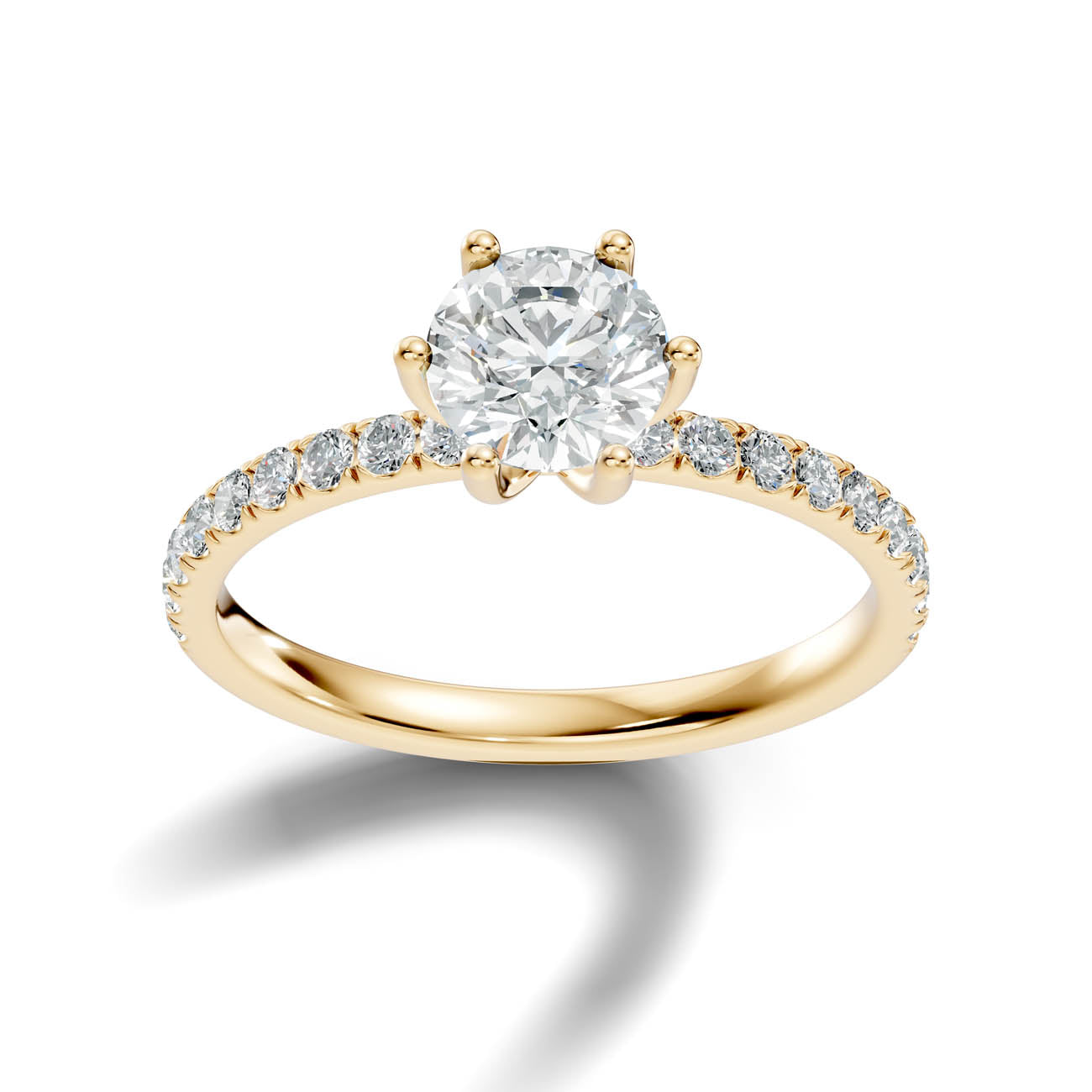 .50-1.50 Ct. Round Brilliant Diamond Engagement Ring with Pavé Band (ja12-a) 4