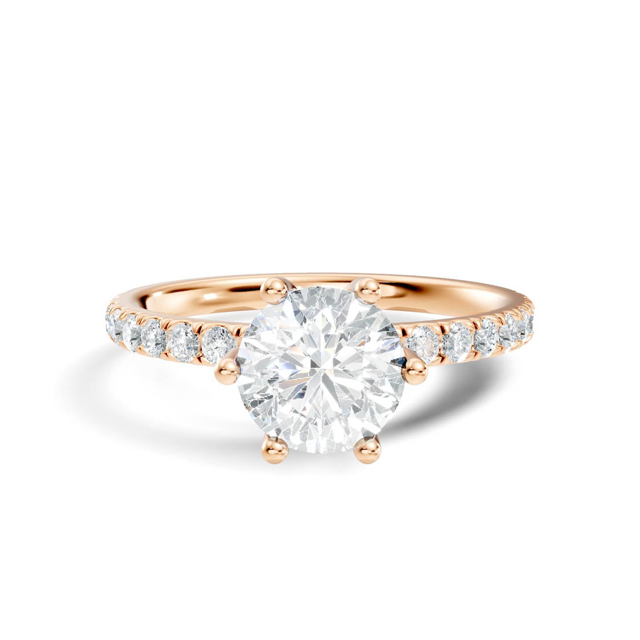 .50-1.50 Ct. Round Brilliant Diamond Engagement Ring with Pavé Band (ja12-a) 6