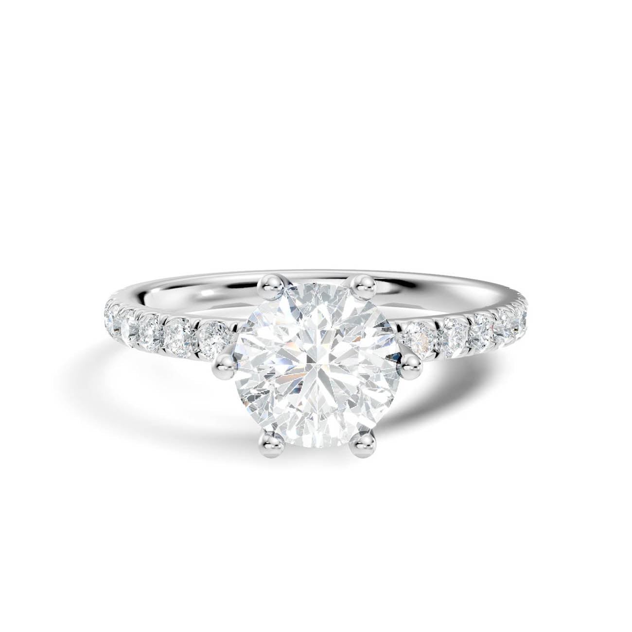 .50-1.50 Ct. Round Brilliant Diamond Engagement Ring with Pavé Band (ja12-a) 10