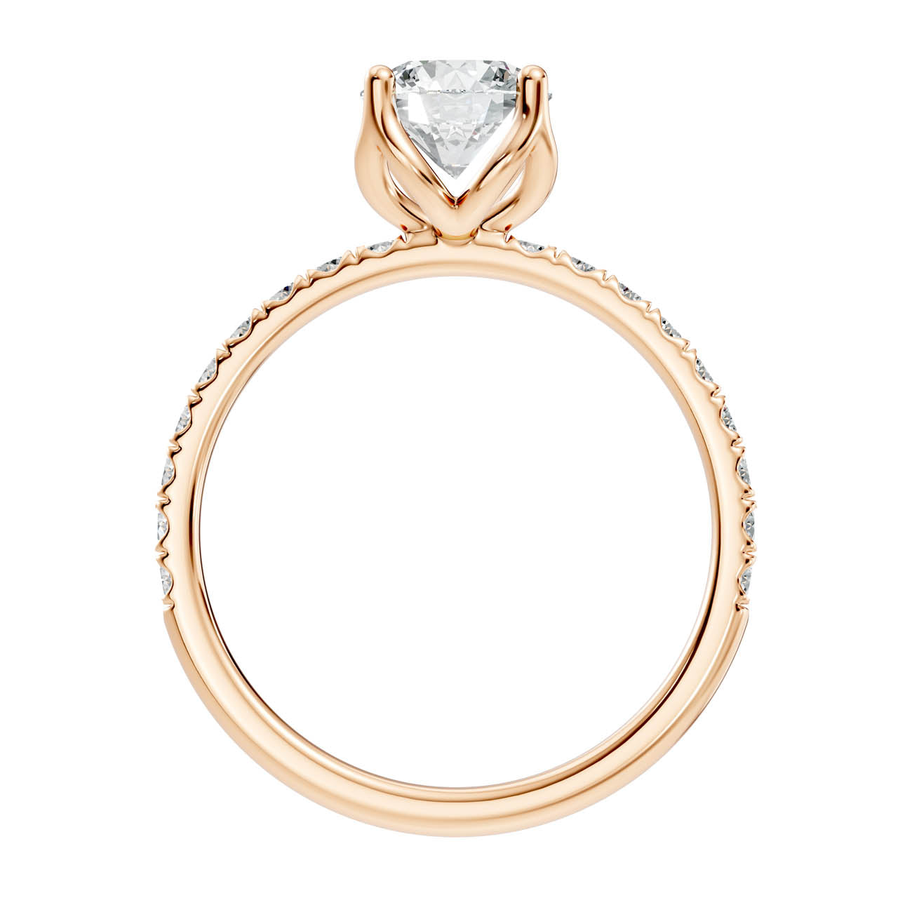 .50-1.50 Ct. Classic Round Diamond Pavé Solitaire Ring with Four-Prong Setting (ja14-a) 5